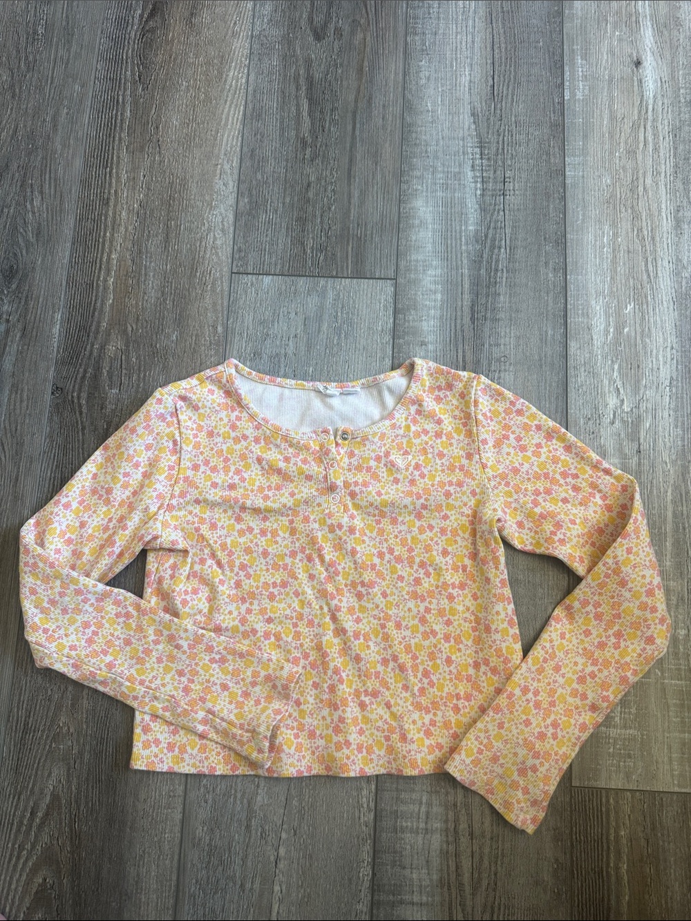 Roxy Girls' Pink & Yellow Floral Long Sleeve Tee